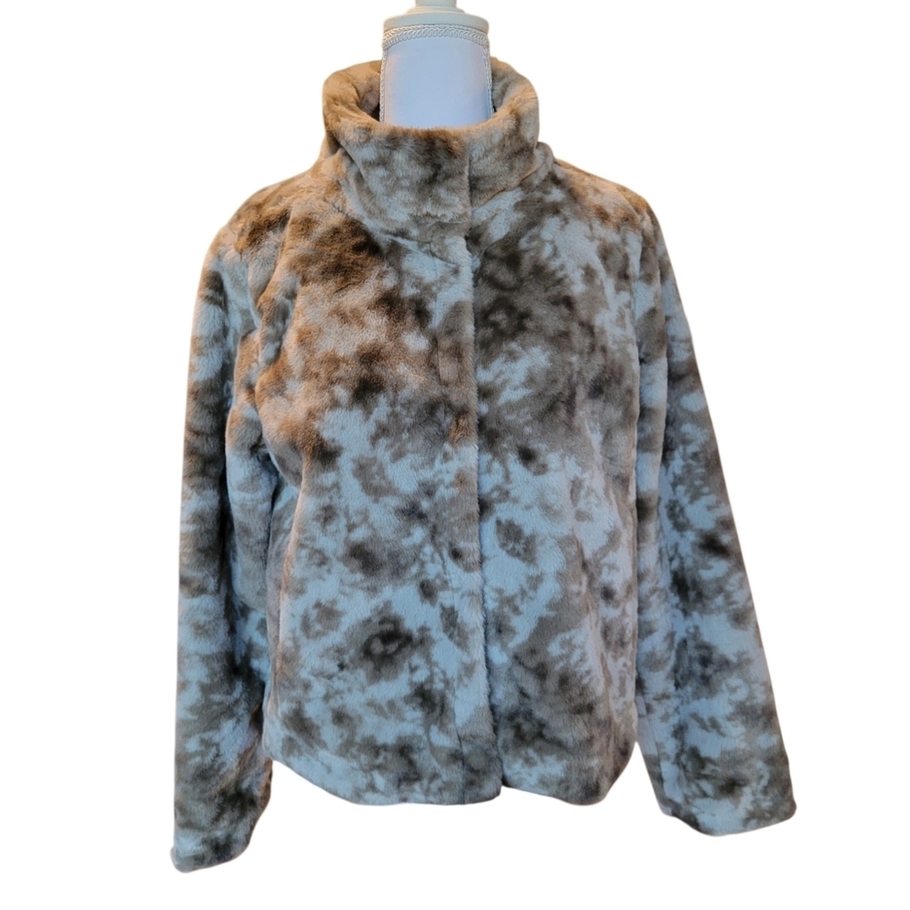 CATO Gray Brown Faux Fur Button Up Jacket - Picture 3 of 9